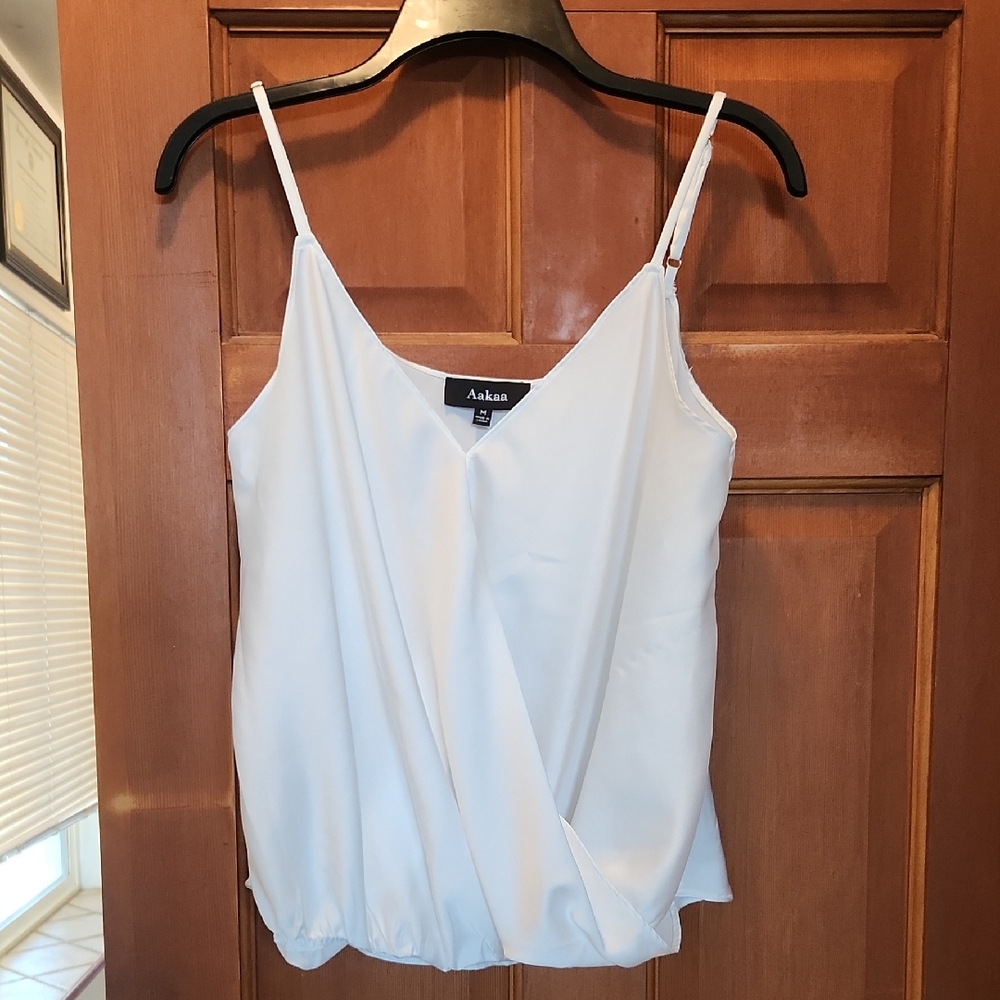Aakaa White Silky Lightweight Sexy Tank Top